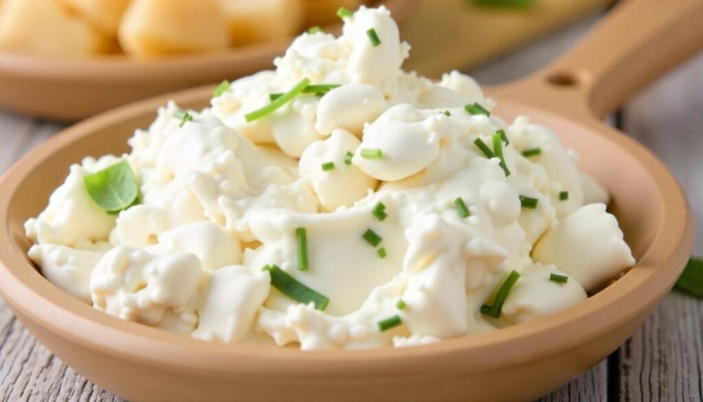 A container of cottage cheese being placed into a freezer with a labeled airtight bag, showing proper storage for freezing.